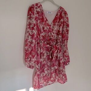 Mimi Chica Pink Floral Long Sleeve Mini Dress | L